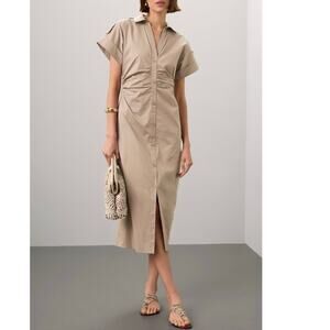 Saunders x RTR
Beige Ruched Shirt Dress🪷